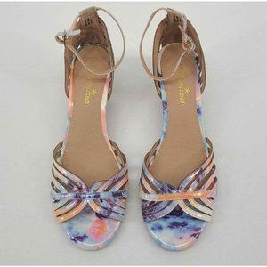 Montego Bay Club Tie Dye Strappy Womens Wedge Stacked 2" Heel Pastel San…